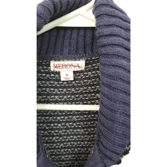 Men's Merona Blue/Grey Zip Front Long Sleeve Cardigan SIZE SMALL - Picture 3 of 5